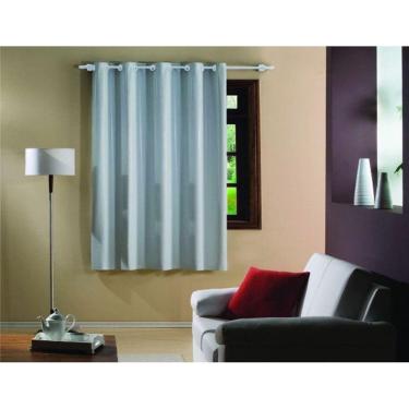 Imagem de Cortina Corta Luz Plástico PVC p/ Varão 1,30x2,30m Branco/Cinza - Bella Janela