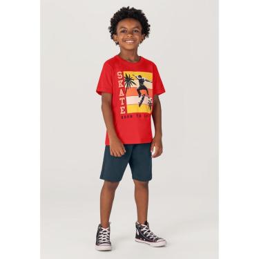 Imagem de Infantil - Conjunto Menino Com Camiseta E Bermuda Vermelho Incolor  menino