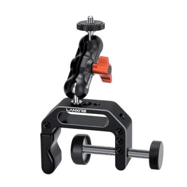 Imagem de Lanxire Grampo C com suporte de cabeça esférica com parafuso de 1/4" para câmeras, filmadoras, câmera Gopro Cam LCD monitor de campo, microfone, luz LED, flash, smartphone, câmera DSLR etc
