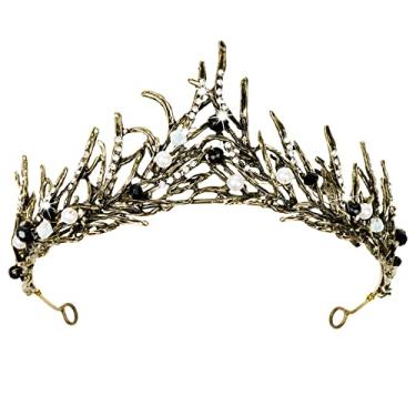 Imagem de TOCESS Tiara de coroa preta para mulheres, gótica, vintage, rainha princesa, barroca, coroa para meninas, presente ideal para show de fantasia, festa, formatura, aniversário, dia das bruxas