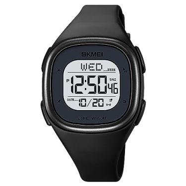 Imagem de Gosasa Relógio de pulso masculino minimalista quadrado à prova d'água para esportes ao ar livre com cronômetro, contagem regressiva, unissex, Preto, branco, Esportes