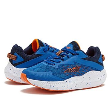 Imagem de Avia Tênis masculino Avi-Storm – Tênis leve, atlético, tênis de corrida para meninos – infantil, criança pequena e grande, tamanhos 11 a 6, Azul médio/azul marinho/laranja, 7 Big Kid