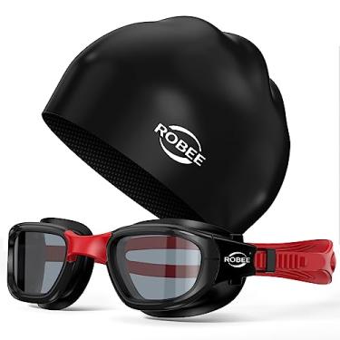 Imagem de Robee Touca de natação de silicone e estojo de transporte, óculos de piscina polarizados para adultos, homens, mulheres, jovens