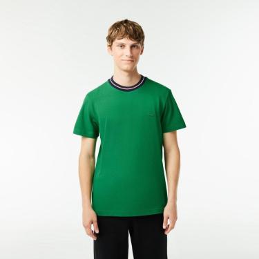 Imagem de Camiseta Lacoste em Piqué com Stretch e Gola Listrada Masculina-Masculino