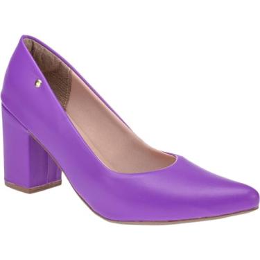 Imagem de Sapato Feminino Scarpin Bico Fino Retro Diversas Cores Conforto Salto Alto 8cm Macio Lóris Shoes 9484 (Roxo, BR, Adulto, Numérico, 35)