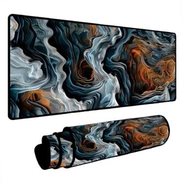 Imagem de Novo Mouse Pad Gamer Deskpad Speed Extra Grande Borda Costurada Profissional Varios Tamanhos - Canion Laranja Azul (70x30)