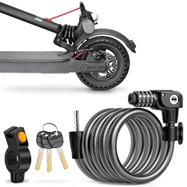 Imagem de SEWAY Cabo de trava de scooter para Xiaomi Mijia M365 ES Series, cadeado de combinação de bicicleta, trava de corrente enrolada, fio de aço básico com núcleo autobobinado de 1,2 m de comprimento, 1/3