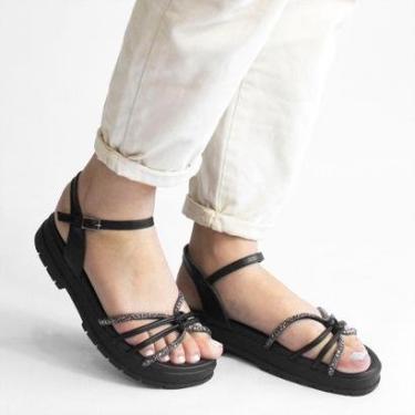 Imagem de Papete Nó Strass Ananda Preto Preto 39-Feminino