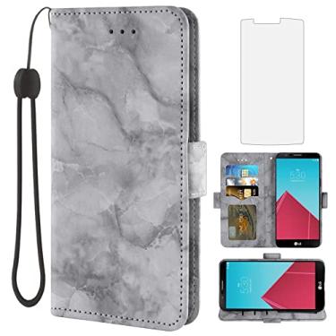 Imagem de Asuwish Compatível com capa LG G4 e protetor de tela de vidro temperado, acessórios para celular, compartimento para cartão, suporte, híbrido, flip protetor, carteira de mármore, capas de telefone