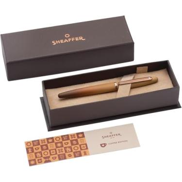Imagem de Sheaffer VFM 9428 Caneta-tinteiro marrom fosco edição café com acabamentos de assinatura PVD marrom real e ponto branco de excelência - ponta fina