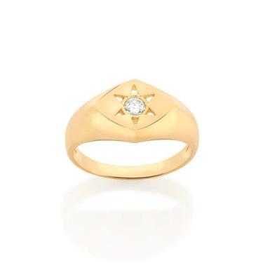 Imagem de Anel banhado ouro 3x 24k 18k e 22k feminino rommanel estrela 6 pontas 
