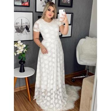 Imagem de Vestido Longo Soltinho Manga Curta Festa Romantico Casamento - Fashion
