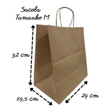 Imagem de 100 Sacolas Kraft Lisa Alça Torcida Tamanho M Menor Preço - MLBPEL