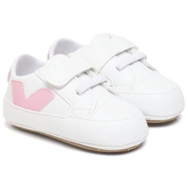 Imagem de Tênis Bebê V Unissex Fácil de Calçar Bicho de Pé, 17, Rosa