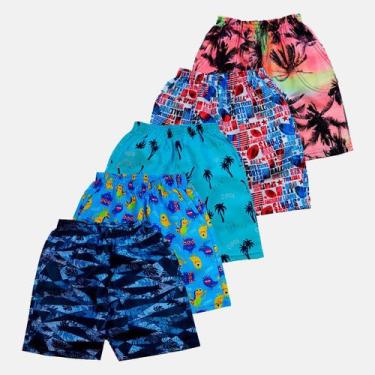 Imagem de Kit 5 Bermuda Short Infantil Manabana Praia Aguá tactel 4 ao 10 Estamp