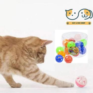 Imagem de Kit 12un Bolinha Com Guizo The Cat's Ball Patinha/Peixinho Para Gatos 