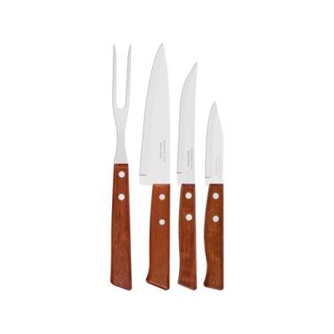 Imagem de Kit Churrasco Tramontina Naturalle 22399068 - 4 Peças, Madeira