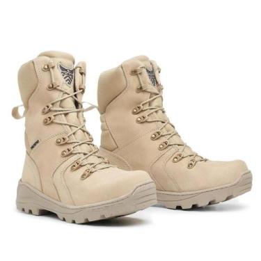 Imagem de Bota Coturno Militar Acero Couro Masculino Resistente Macio, 39, Bege