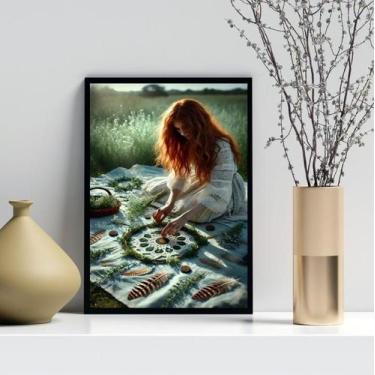 Imagem de Quadro Decorativo Mulher Com Mandala 33X24Cm - Quadros On-Line