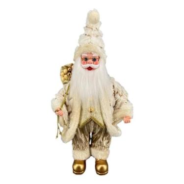 Imagem de Papai Noel Musical Creme/Gold Tecido Decoração Natal 40Cm - Zona Livre
