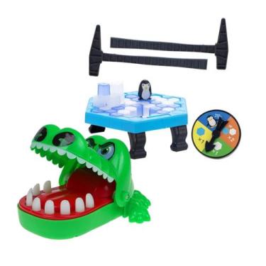 Imagem de Kit 2 Brinquedos Pinguim Quebra Gelo + Crocodilo Morde Dedo - Divertid