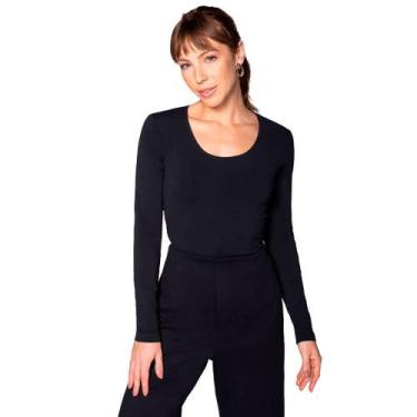 Imagem de Blusa Microfibra sem costura Lupo Loba 45184-001  Decote Redondo, Pret