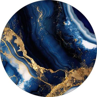 Imagem de Painel De Festa Redondo 1,50x1,50 - Efeito Mármore Azul com Dourado 20