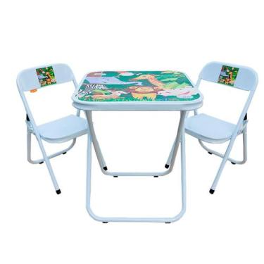 Imagem de Conjunto Mesa Infantil 2 Cadeira até 40 kg Mesinha Rosa Azul Branco Pr