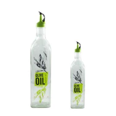 Imagem de Kit 2 Galheteiro Porta Azeite C/ Dosador Vidro 250ml E 750ml - Coisari