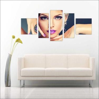 Imagem de Quadro Decorativo Maquiagem Salão De Beleza Fashion Hair 5 Peças TT14 