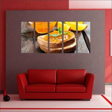 Imagem de Quadro Decorativo Padarias Cafeterias Pães Café Bolos Tortas 5 Peças G