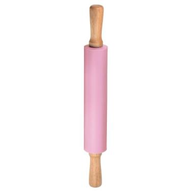 Imagem de HARFINGTON Rolos de silicone para assar cabo de madeira de 43 cm antiaderente, rolo pequeno, para massa, pizza, pastelaria, fondant, cozinha, assar, rosa