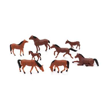Imagem de CWBPING 20 peças de animais de fazenda pintados em escala HO 1:87 modelos cavalos 10 poses diferentes modelo miniatura de animais de layout de trem