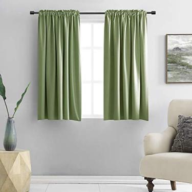 Imagem de DONREN Cortinas verdes sálvia para quarto - Painéis de cortina com isolamento térmico blackout com bolso para varão (106 x 113 cm, 2 painéis)