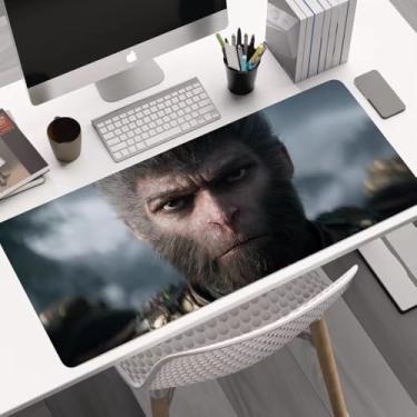 Imagem de Black Myth Wukong Game Mouse Pad - Mouse pad grande antiderrapante para jogos com bordas costuradas, tapete de mesa para laptop, computador e PC - almofada de pulso para jogadores, escritório e casa -