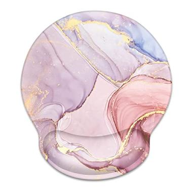 Imagem de WAVEYU Mouse pad mármore dourado rosa com suporte para pulso, Mouse Mat para mulheres Antiderrapante Base de borracha Mousepad para mesa Laptop Jogos Trabalhando Computadores Fácil digitação e Alívio da dor