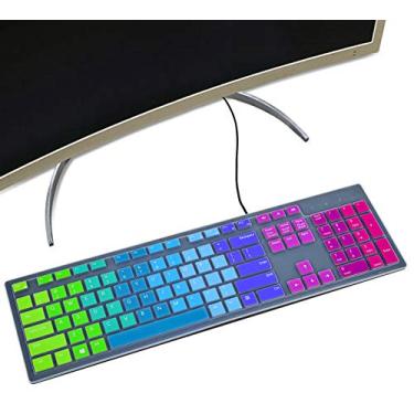 Imagem de Capa colorida para teclado Dell KM636 sem fio e Dell KB216 com fio/Dell Optiplex 5250 3050 3240 5460 7450 7050/Dell Inspiron AIO 3475/3670/3477 All-in One Desktop Keyboard Skin, Rainbow