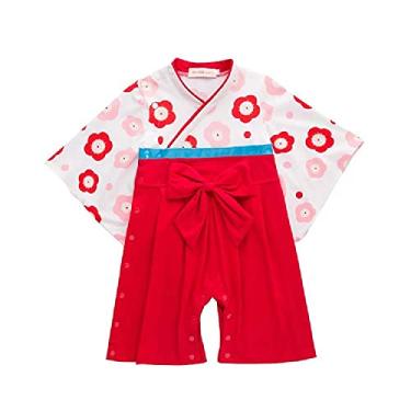 Imagem de SZCQ Macaquinho de quimono para bebês meninas, fantasias japonesas, macacão de samurai infantil, Vermelho quente, XXL(100)(3-4Year)