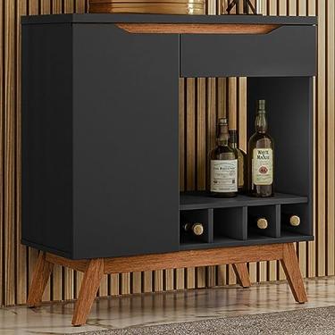 Imagem de Aparador Tóquio com Adega 1 Porta 1 Gaveta Preto 17177 - Olivar Móveis