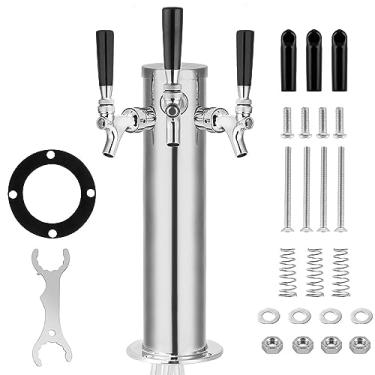 Imagem de TMCRAFT Dispensador de Torre de Chope com Torneira Tripla, Kit de Dispensador de Torre de Cerveja de Aço Inoxidável Polido com Tubos Pré-Montados e Hastes de Torneira com Fechamento Automático para Fe