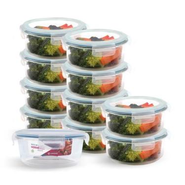Imagem de Kit 11 Potes Hermético Vidro Redondo Médio Salada Fit 620ml - NABOX, A