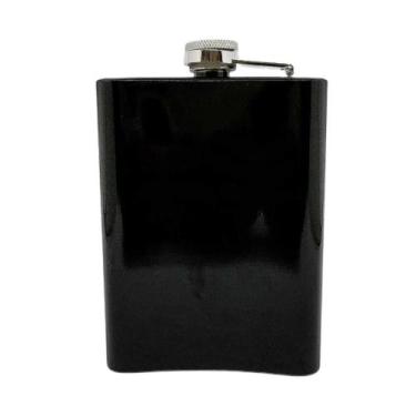 Imagem de Cantil Porta Bebidas Aço Preto e Inox  207 ml (7 OZ) - Galleria77