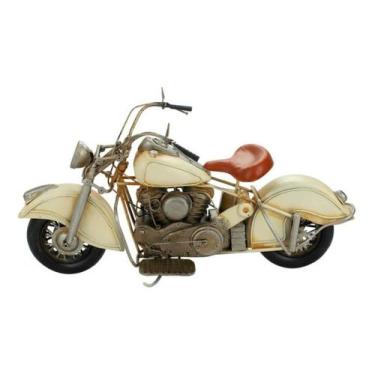 Imagem de Motocicleta Branca 20x35x14cm Estilo Retrô - Vintage - Tasco