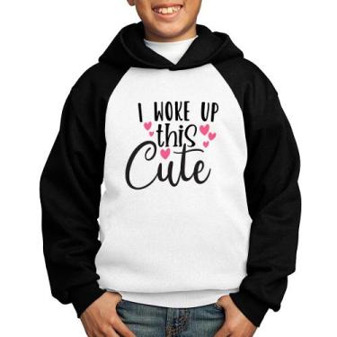 Imagem de Moletom Infantil I woke up this cute - Foca na Moda, Branco, Preto, 10