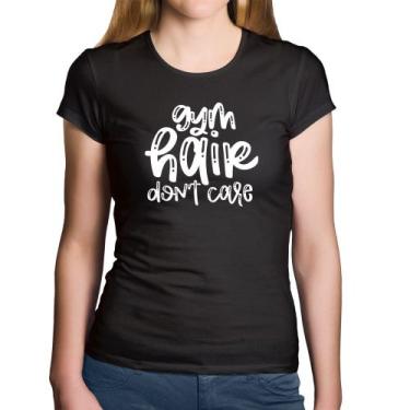 Imagem de Baby Look Algodão Gym Hair Don't Care - Foca na Moda, Preto, P