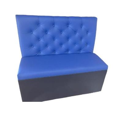 Imagem de Poltrona sofá booth 1,10cm acento e encosto laranja base preta capiton