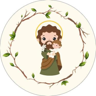 Imagem de Painel De Festa Redondo 1,50x1,50 - Galhos e Folhagens Santo São José 