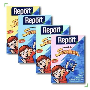 Imagem de Papel Sulfite Senninha Colorido A4 75gr com 4 pacotes de 100 Folhas - 
