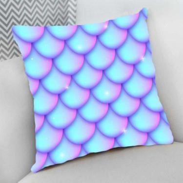 Imagem de Almofada Decorativa Cheia c/ Zíper 25x25 Infantil Crechê Sereia - Delu