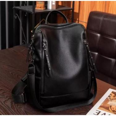 Imagem de Mochila Feminina Couro Altíssima Qualidade Ombro Maravilhosa Cor Preto